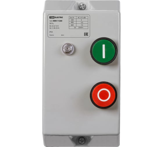 Контактор TDM КМН11260 12А в оболочке с индикатором Ue=220В/АС3 IP54 SQ0709-0023