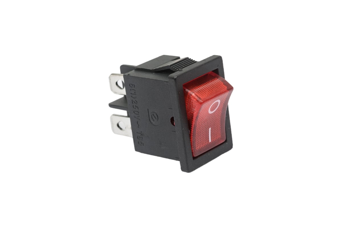 Клавишный выключатель REXANT 250v, 6а, 4с, on-off, красный, с ...