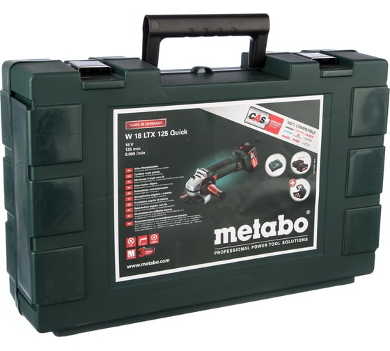 Аккумуляторная угловая шлифовальная машина metabo w 18 ltx 125 t03330