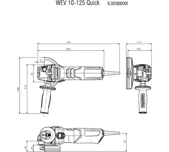 Wev 10 125 quick 600388950 угловая шлифовальная машина