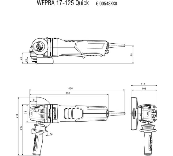 Угловая шлифовальная машина metabo wea 17 125 quick