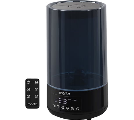 Увлажнитель воздуха MARTA MT-2698 черный/черный хром с верхним заливом, УФ-лампой и теплым паром 43825