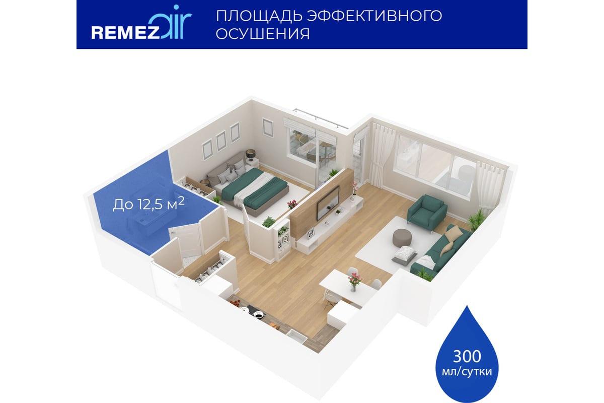 Портативный осушитель воздуха Remezair RMD-303 ЦБ-00000242 - выгодная цена,  отзывы, характеристики, фото - купить в Москве и РФ