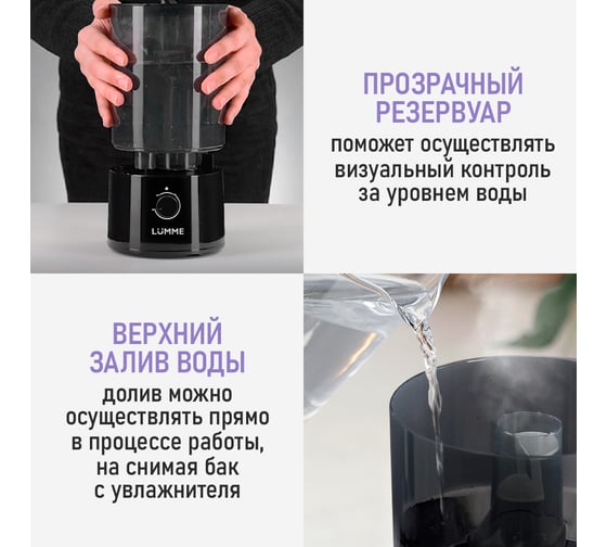 Увлажнитель воздуха с верхним заливом LUMME LU-HF1564A черный 43736
