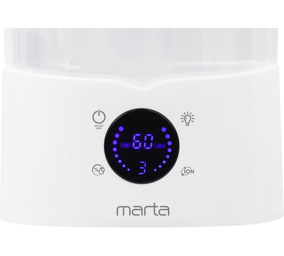 Увлажнитель воздуха с верхним заливом и ионизацией MARTA MT-HF4710B белый/розовый хром 43756