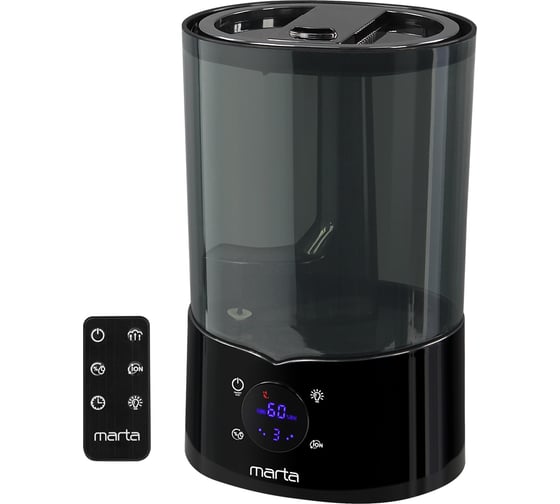 Увлажнитель воздуха с верхним заливом и ионизацией MARTA MT-HF4710B черный/черный хром 43755
