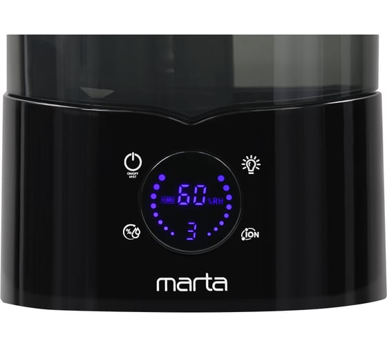 Увлажнитель воздуха с верхним заливом и ионизацией MARTA MT-HF4710B черный/черный хром 43755
