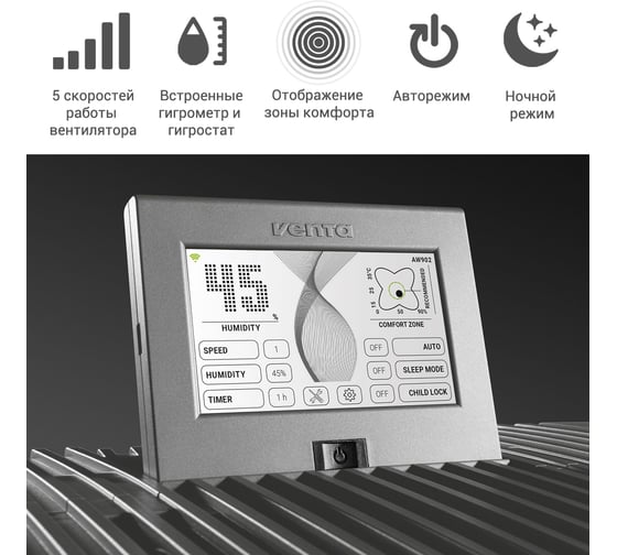 Мойка воздуха Venta PROFESSIONAL (WiFi) серый 120 кв.м. AW902