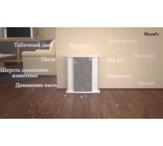 ЭКО-очиститель (мойка) воздуха Woods GRAN900, 160м2, очищение 99,98%, с двойным активным фильтром ION HEPA, с отделкой деревом WAP901-EU