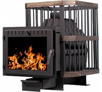 Банная печь НМК "Сибирь-24" чугунная, панорамная дверца (сетка) 020214 НМК020214