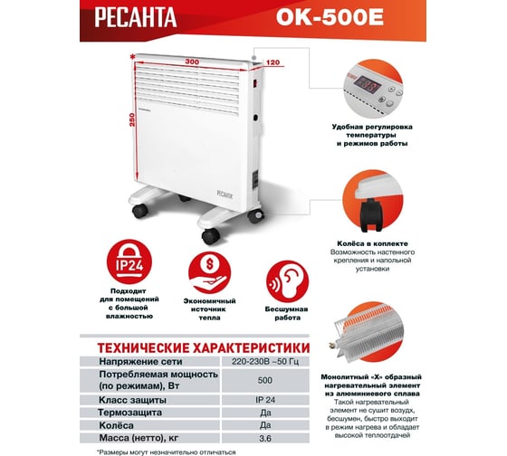 Конвектор Ресанта ОК-500Е LED 67/4/11