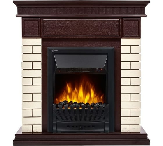 Портал Firelight Bricks Classic камень бежевый, шпон темный дуб НС-1202850