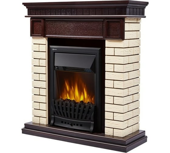 Портал Firelight Bricks Classic камень бежевый, шпон темный дуб НС-1202850