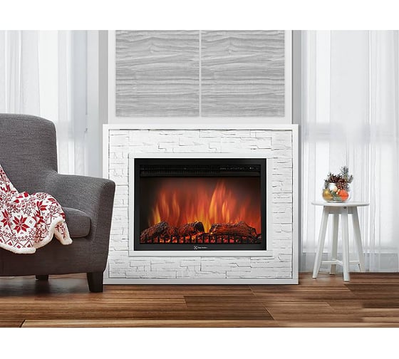 Портал Firelight Loft 30 камень белый, белая эмаль НС-1182357