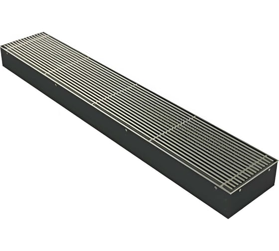 Внутрипольный конвектор ELSEN EKN с естественной конвекцией, ширина 380 мм, высота 150 мм, длина 1400 мм, роликовая решетка, алюминий, цвет EKN.380.150.1400 AB 1