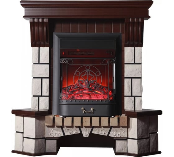 Угловой каминокомплект InterFlame Экстер с Fobos BL темный дуб 1