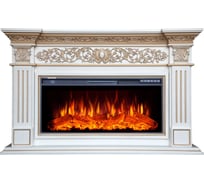 Каминокомплект InterFlame Елизавета Ареал 40 бежевый с золотой патиной с Freespace40 бежевый ЗП
