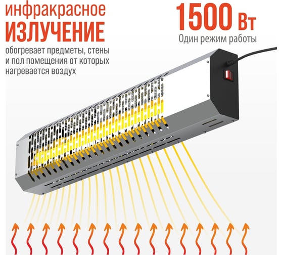 Обогреватель электрический инфракрасный РЭМО сби-1500 "пихта", нержавейка 701216