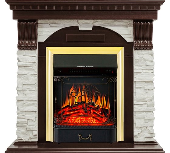 Каминокомплект Royal Flame Dublin арочный сланец белый (темный дуб) портал и очаг majestic fx brass 64948581