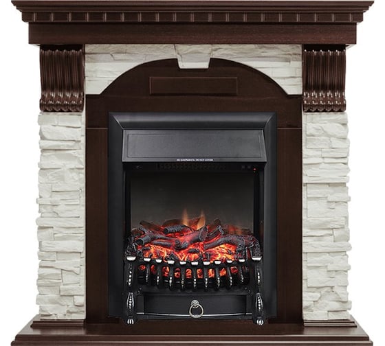 Каминокомплект Royal Flame Dublin арочный сланец белый (темный дуб) портал и очаг fobos fx black 64948576