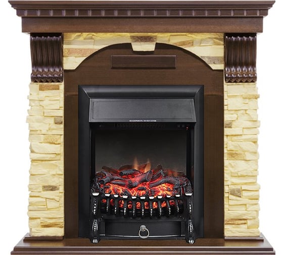 Каминокомплект Royal Flame Dublin арочный сланец угловой (темный дуб) и очаг fobos fx black 64946571
