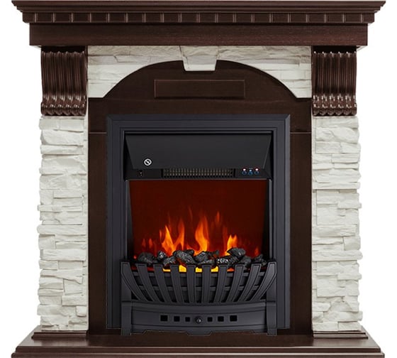 Каминокомплект Royal Flame Dublin арочный сланец белый (темный дуб) портал и очаг aspen black 64948575