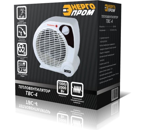 Тепловентилятор ЭНЕРГОПРОМ 220/240V, мощность 1000/2000Вт ТВС-4