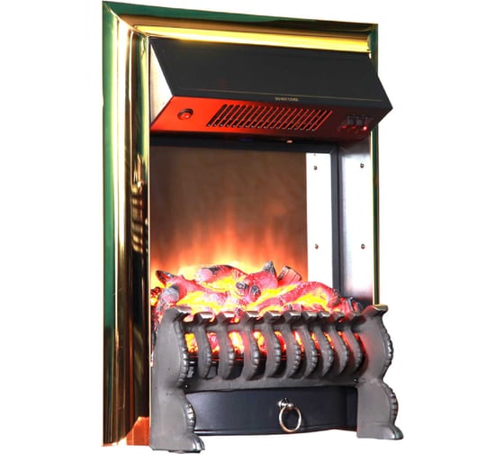 Каминокомплект InterFlame Диксон ЕС с эл. вставкой Fobos Brass бежевый золотой патиной