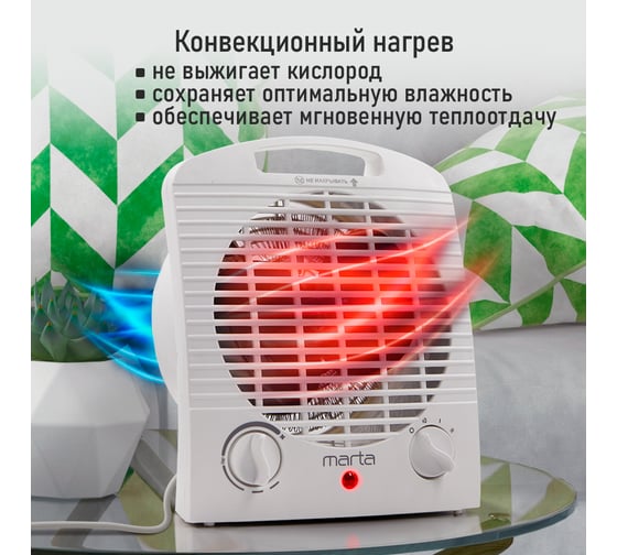 Тепловентилятор MARTA MT-FH2529B белый 41666