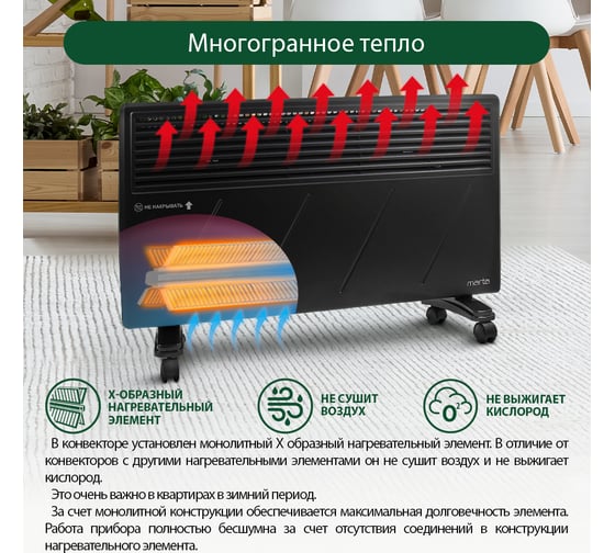 Конвекционный обогреватель MARTA MT-CH2452D черный жемчуг 41924