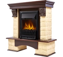 Угловой портал Firelight Forte Classic U камень бежевый, шпон темный дуб НС-1143548