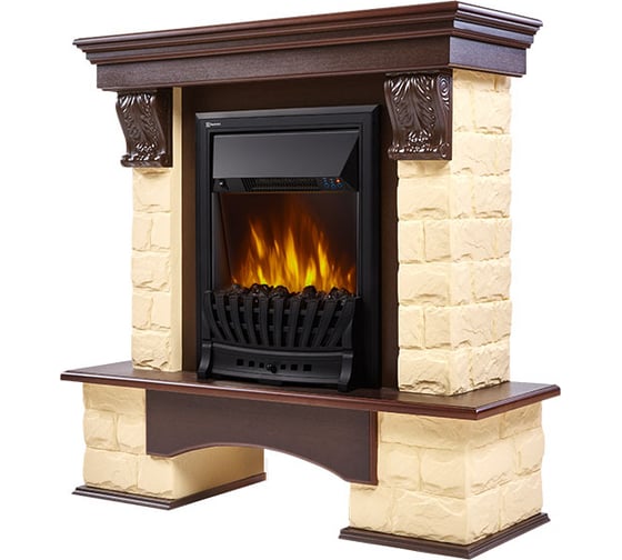 Портал Firelight Forte Classic камень бежевый, шпон темный дуб НС-1141391