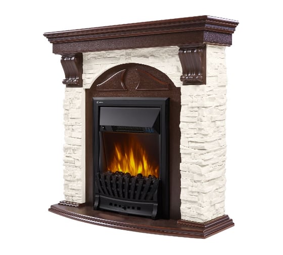 Портал Firelight Torre Classic камень белый, шпон темный дуб НС-1143550