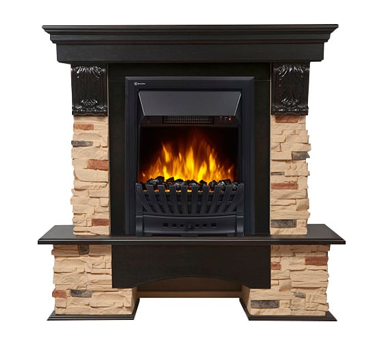 Угловой портал Firelight Pietra 30U камень сланец натуральный, шпон темный дуб НС-1158500