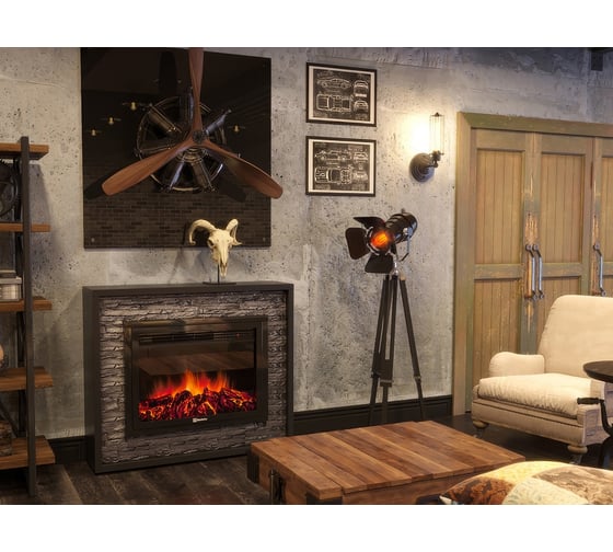 Портал Firelight Loft 30 камень черный, черная эмаль НС-1199827