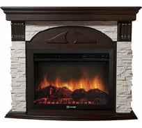 Угловой портал Firelight Torre 25U камень белый, шпон темный дуб НС-1199845