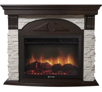 Угловой портал Firelight Torre 30U камень белый, шпон темный дуб НС-1223464