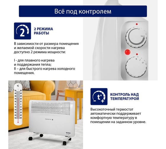 Конвекционный обогреватель STINGRAY ST-CH1022A белый жемчуг 41925
