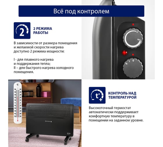 Конвекционный обогреватель STINGRAY ST-CH1022B черный жемчуг 38319