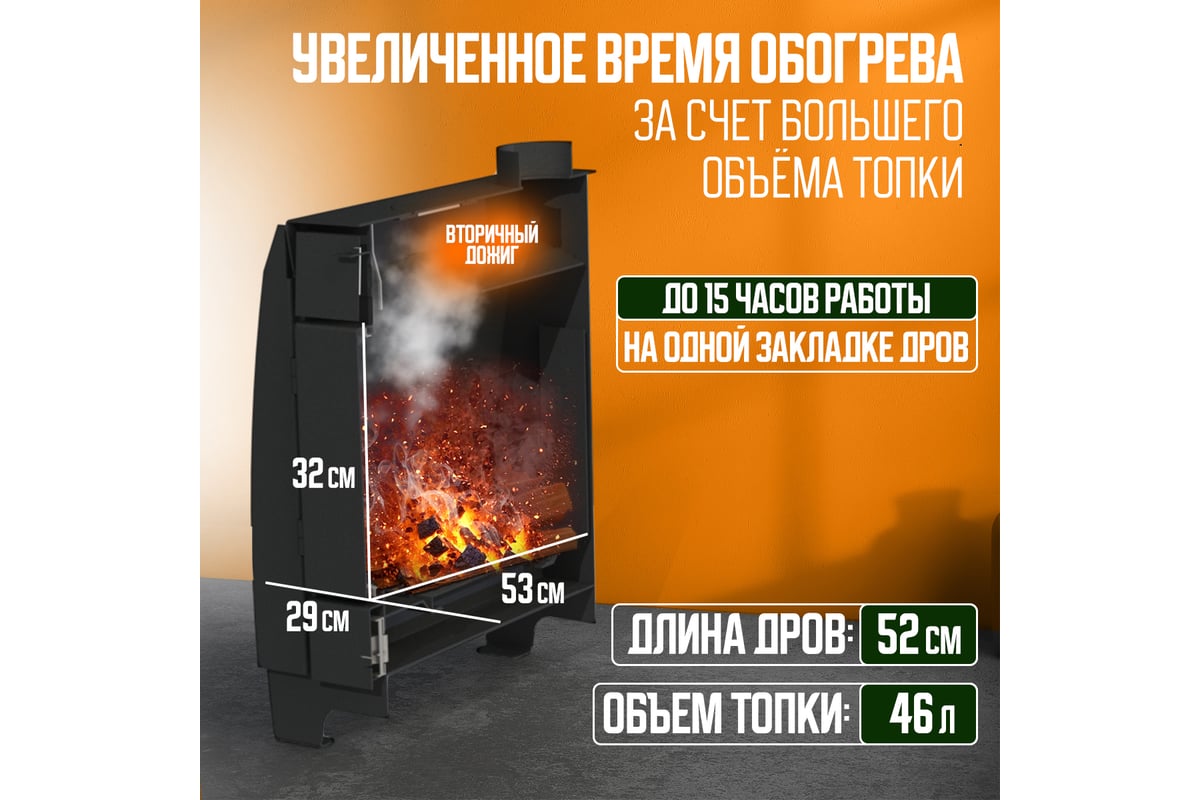 Отопительная печь ПЕЧЬМАСТЕР МАСТЕР 150 со стеклянной дверцей POMA ...