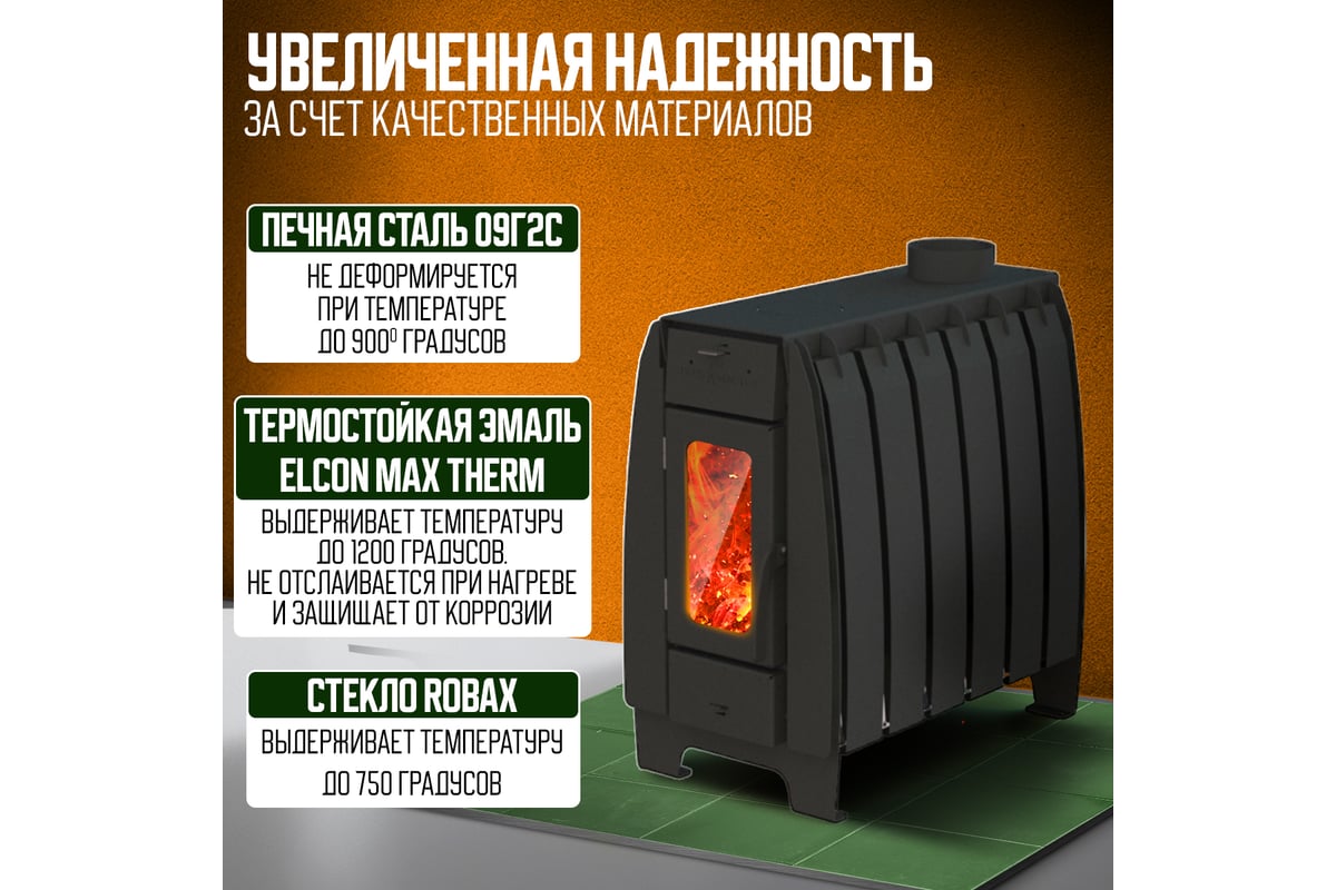 Отопительная печь ПЕЧЬМАСТЕР МАСТЕР 150 со стеклянной дверцей POMA ...