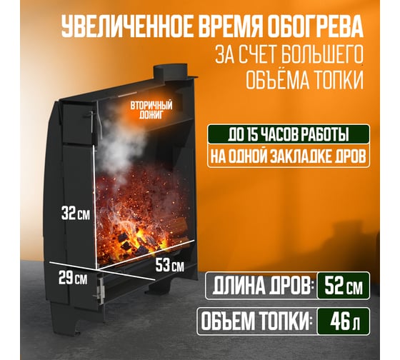 Отопительная печь ПЕЧЬМАСТЕР МАСТЕР 150 со стеклянной дверцей POMA-150GL