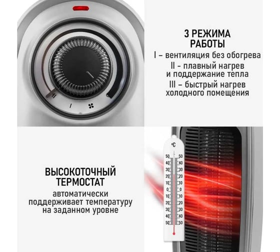 Тепловентилятор OBSIDIAN BS-FH2055A светлое серебро, керамический 41687