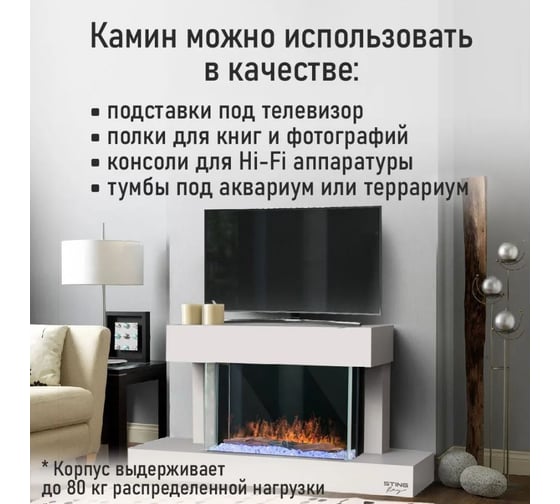 Электрокамин STINGRAY ST-FP4204A белый 41827