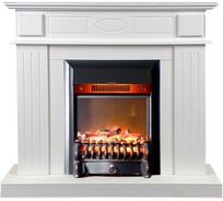 Каминокомплект InterFlame Лестер белый (разборный) с эл. вставкой Fobos Black
