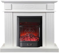 Каминокомплект InterFlame Лестер белый (разборный) с эл. вставкой Fobos Black