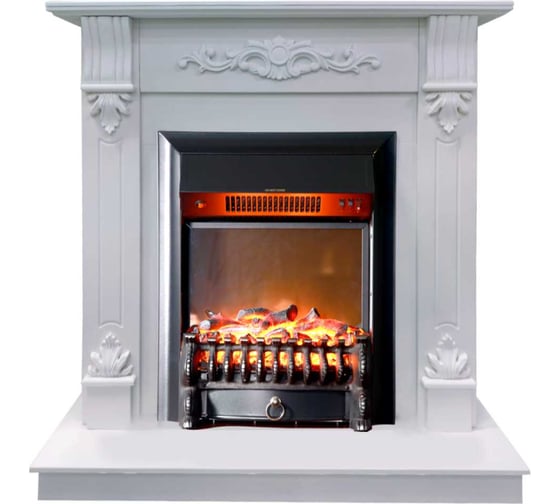 Каминокомплект InterFlame Мальта белый (разборный) с эл. вставкой Fobos Black 1
