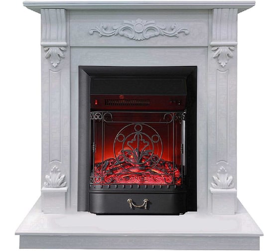 Каминокомплект InterFlame Мальта белый (разборный) с эл. вставкой Fobos Black 1