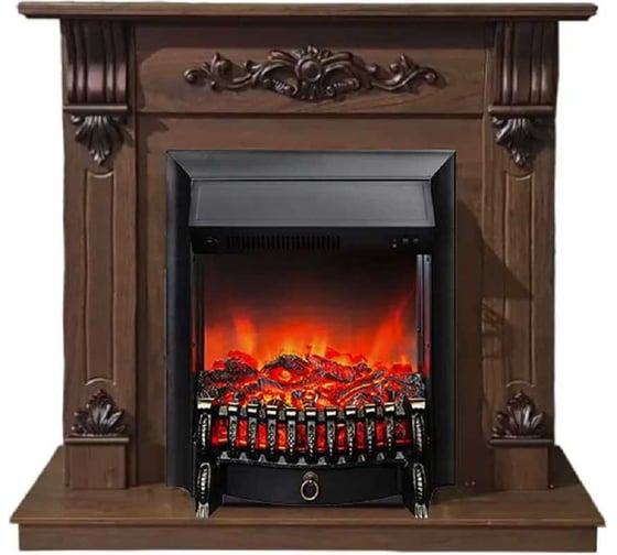 Каминокомплект InterFlame Мальта орех (разборный) с эл. вставкой Fobos Black 1