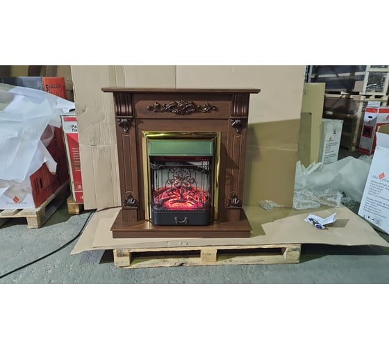 Каминокомплект InterFlame Мальта орех (разборный) с эл. вставкой Fobos Black